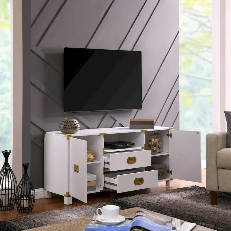 Media TV Stand with Storage Cabinets and Drawers for TVs up to 50 in.
