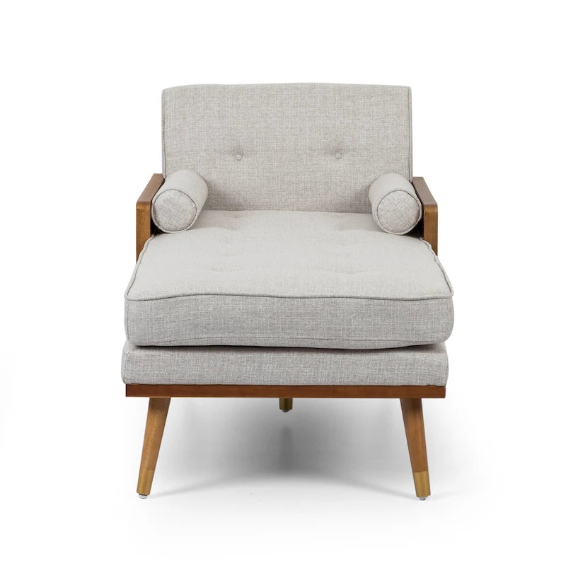 Chaise longue moderna di metà secolo con cuscini a rullo - 32"W x 63.75"L x 33.5"H
