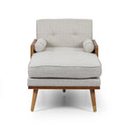 Chaise longue moderna di metà secolo con cuscini a rullo - 32"W x 63.75"L x 33.5"H
