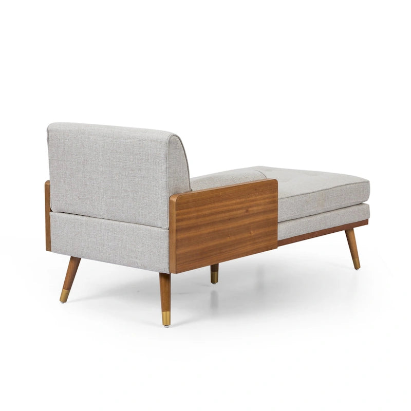 Chaise longue moderna di metà secolo con cuscini a rullo - 32"W x 63.75"L x 33.5"H