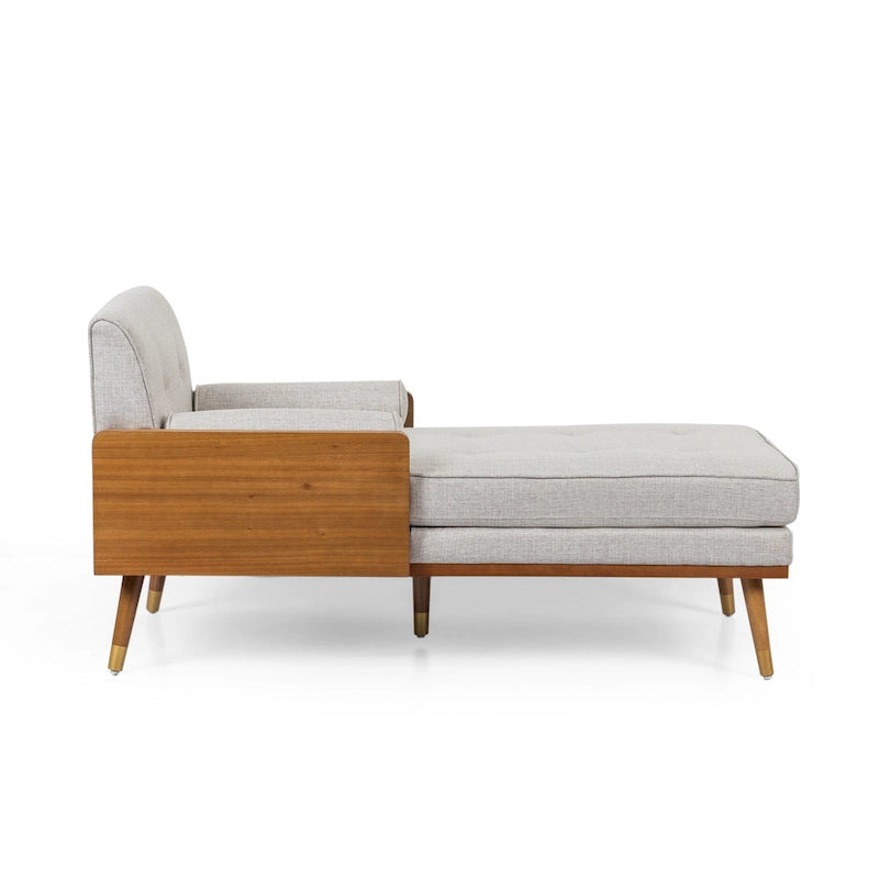 Chaise longue moderna di metà secolo con cuscini a rullo - 32"W x 63.75"L x 33.5"H