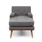 Chaise longue moderna di metà secolo con cuscini a rullo - 32"W x 63.75"L x 33.5"H