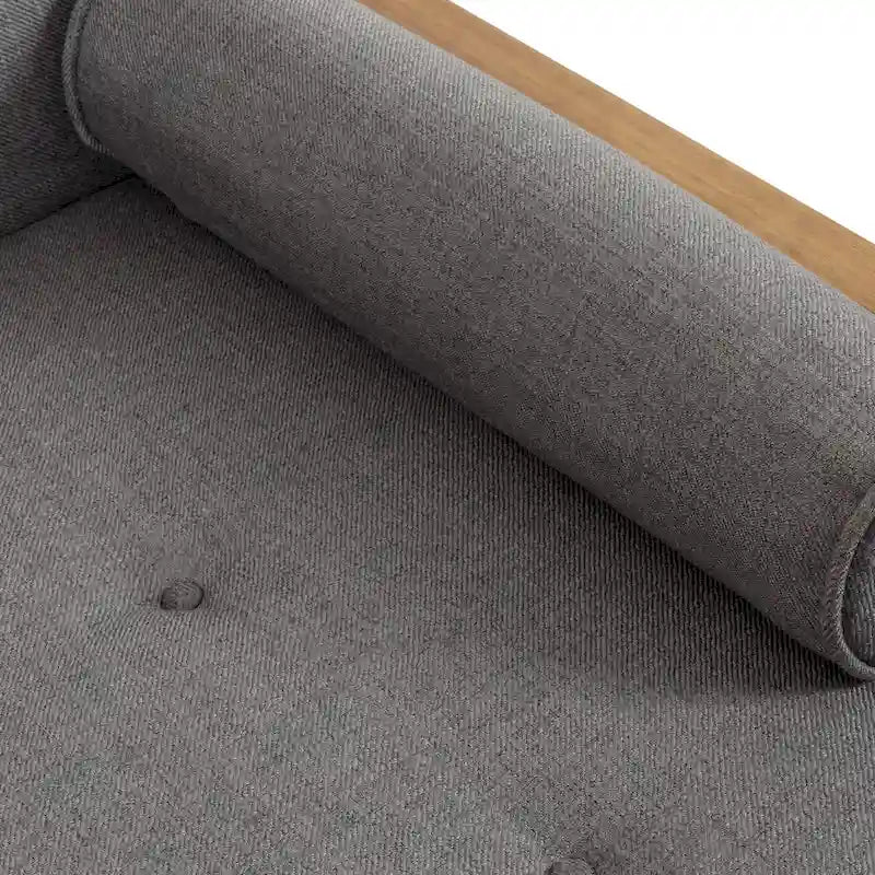 Chaise longue moderna di metà secolo con cuscini a rullo - 32"W x 63.75"L x 33.5"H