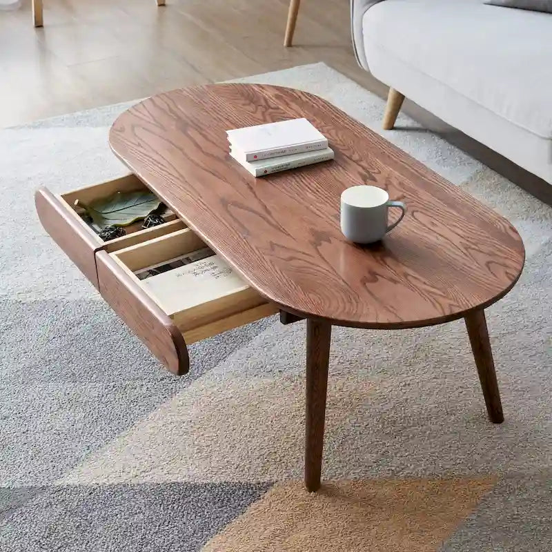 Couchtisch aus Eichenholz mit Ablage
