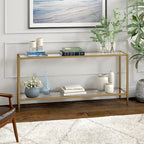 Console rectangulaire avec tablette en verre, 64"