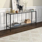 Hera 64 Wide Rectangular Console Table with Glass Shelf - 64 Wide
