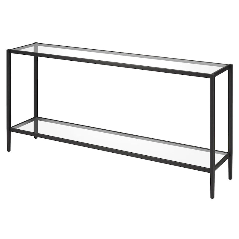 Console rectangulaire avec tablette en verre, 64"