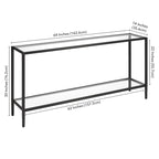 Console rectangulaire avec tablette en verre, 64"