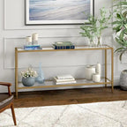 Console rectangulaire avec tablette en verre, 64"