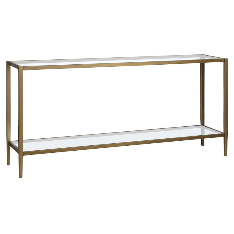 Console rectangulaire avec tablette en verre, 64"