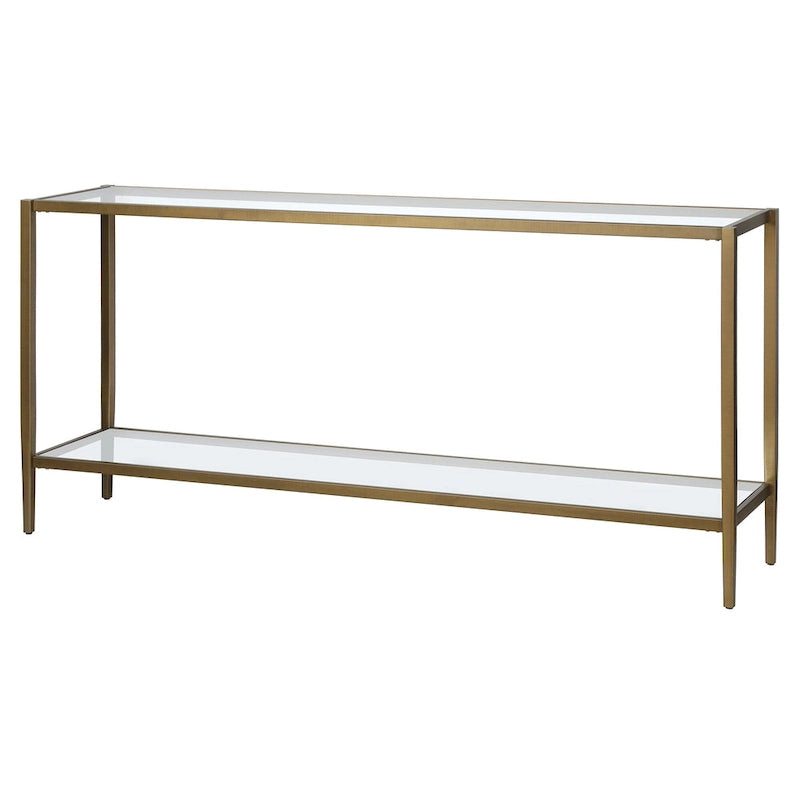 Console rectangulaire avec tablette en verre, 64"