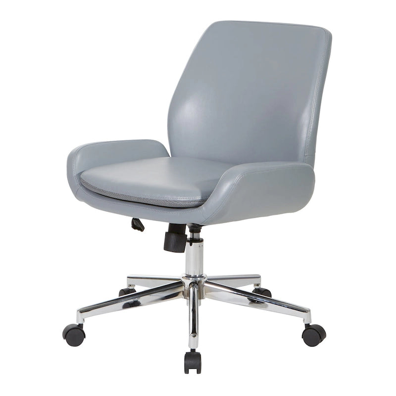 Office Chair with Faux Leather and Chrome Finish Base
