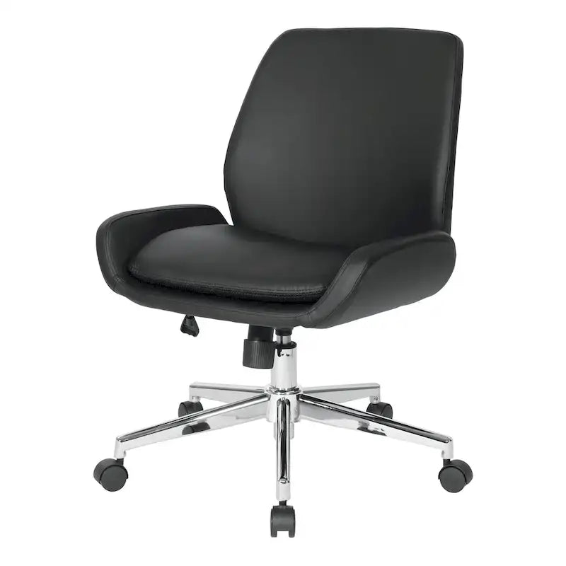 Office Chair with Faux Leather and Chrome Finish Base