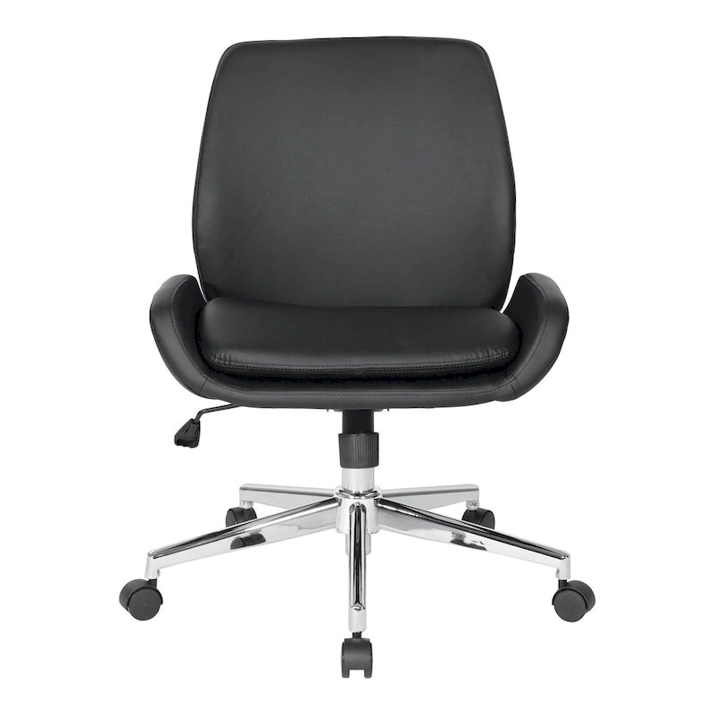 Office Chair with Faux Leather and Chrome Finish Base