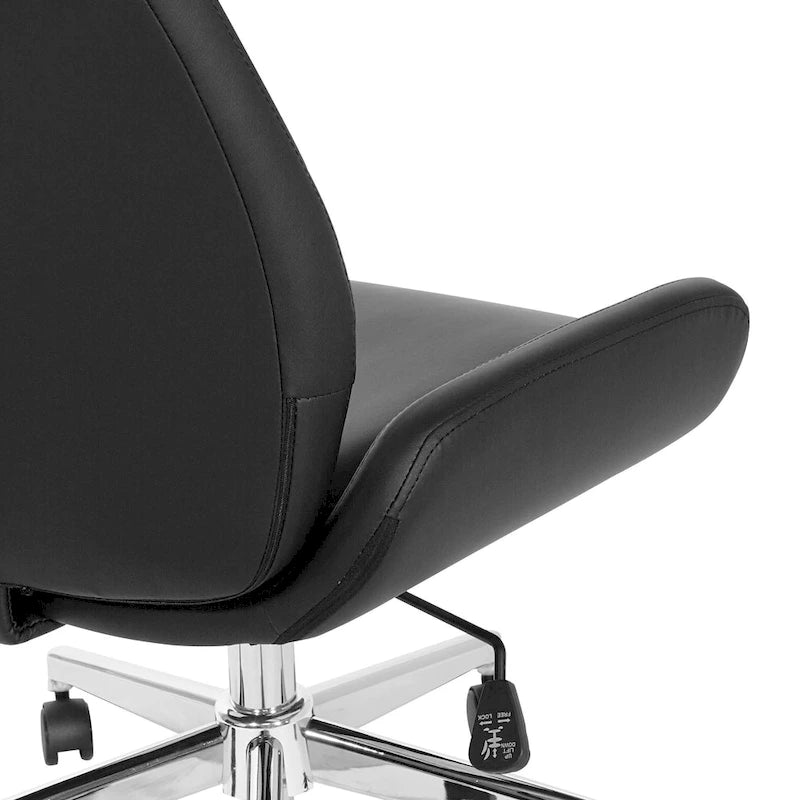 Office Chair with Faux Leather and Chrome Finish Base