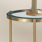 Runder Beistelltisch mit Glasplatte und Metallgestell