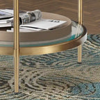 Runder Beistelltisch mit Glasplatte und Metallgestell