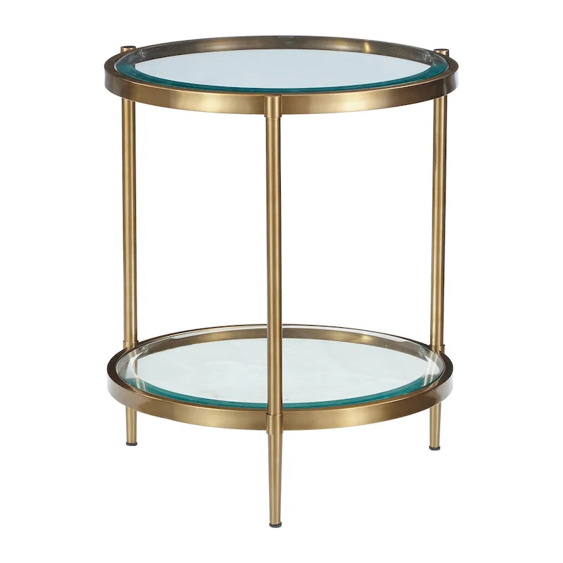 Runder Beistelltisch mit Glasplatte und Metallgestell