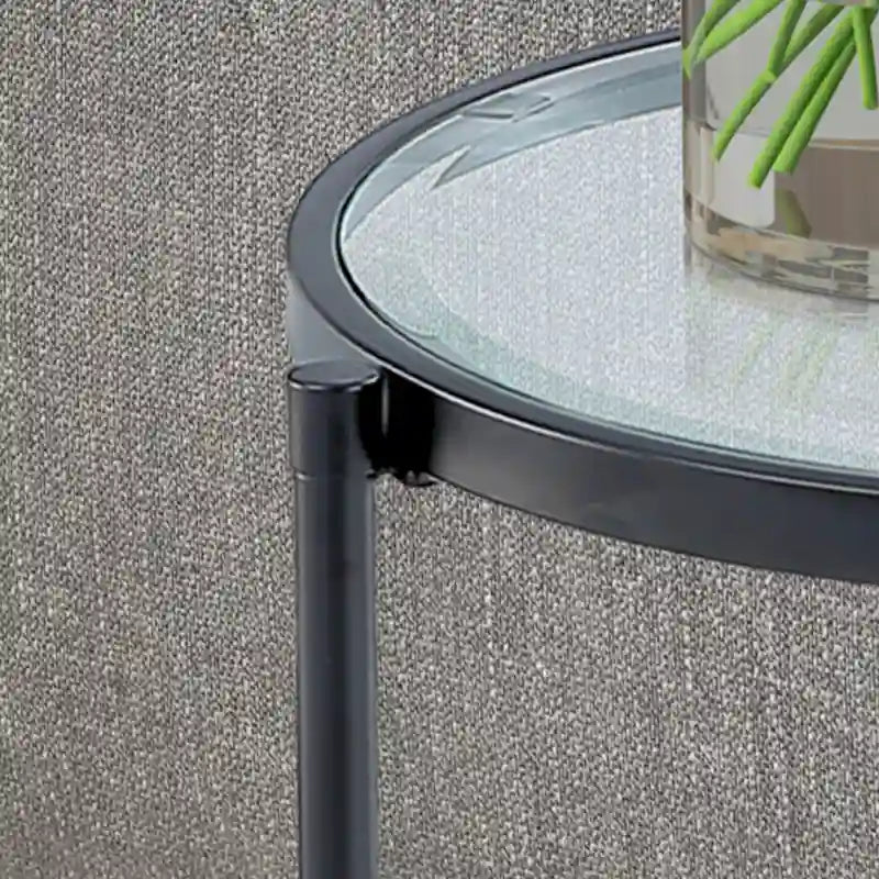 Runder Beistelltisch mit Glasplatte und Metallgestell