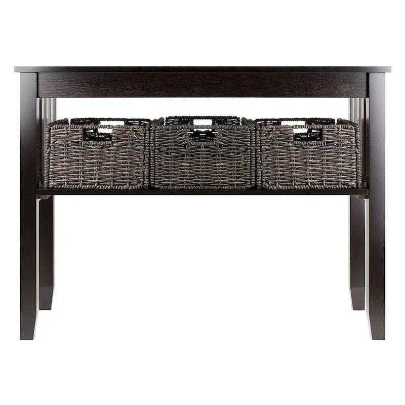 Zweistufiger Konsolentisch für den Eingangsbereich mit 3 Aufbewahrungskörben - 40W x 18D x 30H