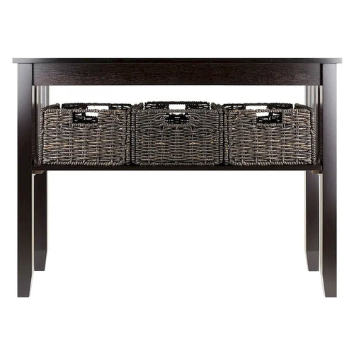 Zweistufiger Konsolentisch für den Eingangsbereich mit 3 Aufbewahrungskörben - 40W x 18D x 30H