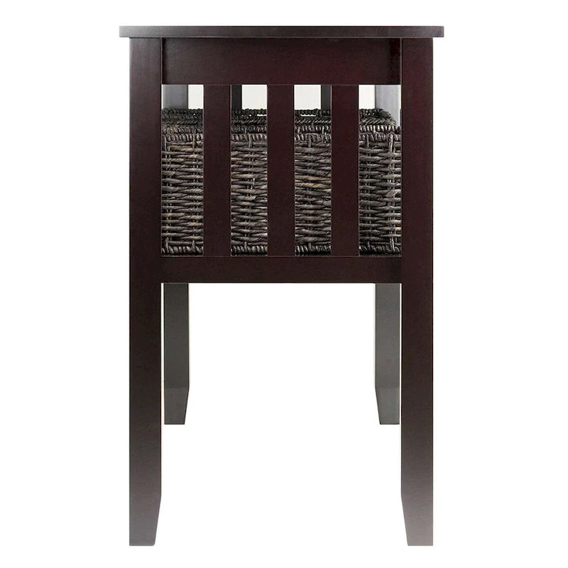 Consoletafel voor de hal met 2 niveaus en 3 opbergmanden - 40W x 18D x 30H