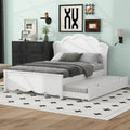 Full Size Wood Platform Bed with Headboard and Twin Trundle