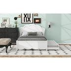 Full Size Wood Platform Bed with Headboard and Twin Trundle