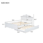 Full Size Wood Platform Bed with Headboard and Twin Trundle