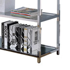 Sofa-tafel van metaal en glas met 2 open legplanken