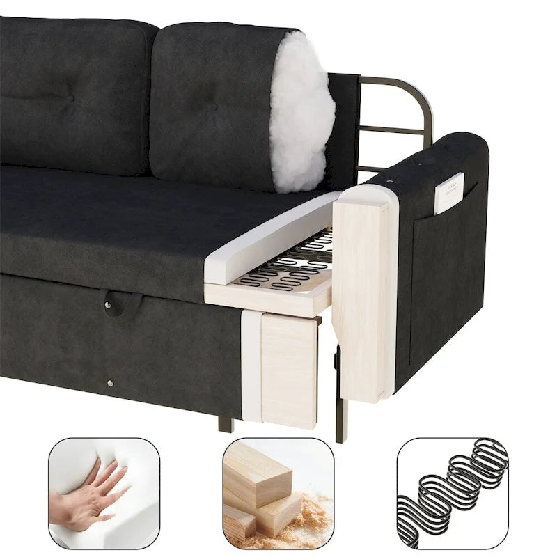 Queensize-Schlafsofa mit Ausziehfunktion und Hydrauliksystem