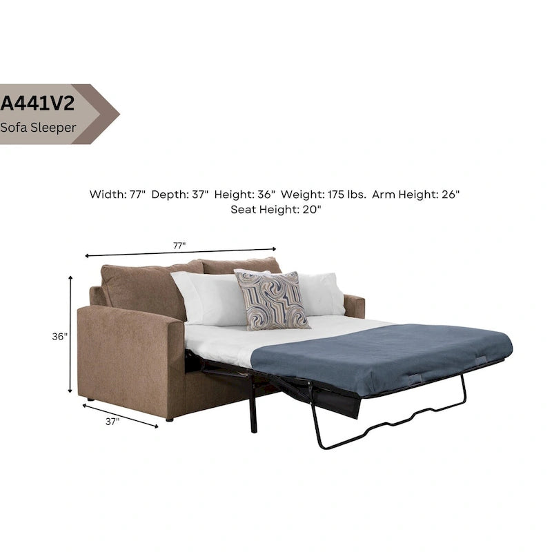 Schlafsofa aus Chenille mit ausziehbarem Bett und 2 Dekokissen